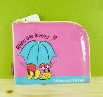 【震撼精品百貨】Micky Mouse_米奇/米妮 ~L型拉鍊包-桃雨傘