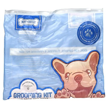 Ruff 'N Ruffus, 貓狗美容套裝，藍色，1 個矽酮填充手柄