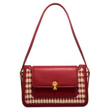 【Sp house】時尚俐落單肩斜背手拿女用大容量包(酒紅色)