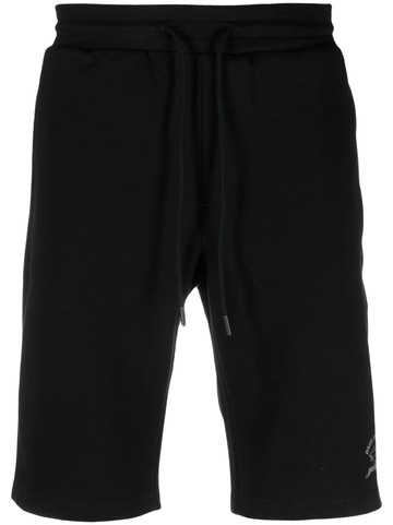 Paul & Shark - logo-print track shorts - men - Cotton/Elastane/Polyester - XL - Black
