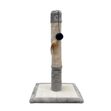 日本JPA 二合一功能式貓塔(M) 貓抓板貓玩具 尺寸約29x29x53cm  灰色 + 米色  1個