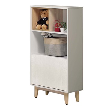 文創集 奈吉亞雙色2尺二門半開放式中高書櫃/收納櫃-60x30x122cm免組