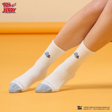 【FOOTER除臭襪】湯姆貓與傑利鼠-捲被被傑利鼠襪(TJ16-白色)