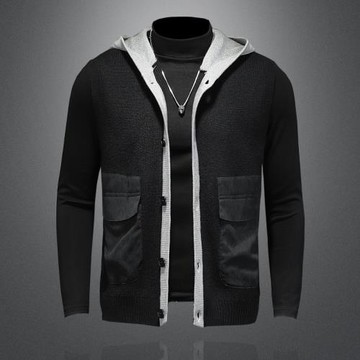 漫威毒液2021秋季新款男士連帽馬甲毛衣外套針織衫歐美風毛線衣潮