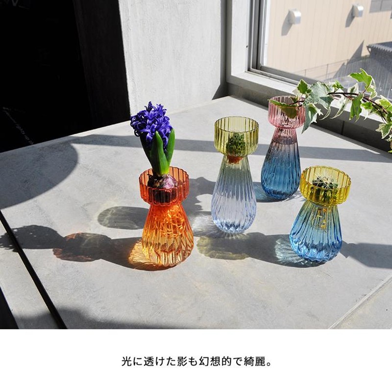 花瓶［ TONE FLOWER VASE ／ トーンフラワーベース ］LONG 全2色 [ グラデーション 花器 ガラス製 CM 置物 インテリア 飾り  レトロ ] | LINEショッピング