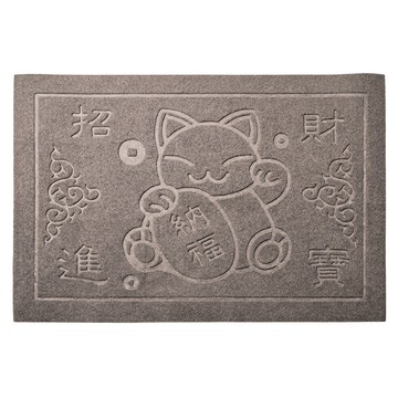 絲絨刮沙泥除塵地墊 58 x 38cm 招財貓  深灰色  1個