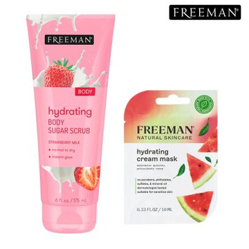 Freeman草莓牛奶保濕嫩白去角質霜再贈西瓜保濕嫩白霜膜(175ml+10ml)★市價950