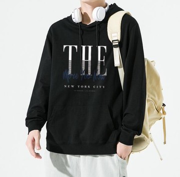 FINDSENSE X 2022 街頭時尚 男士 美式THE字母印花 連帽套頭長袖外套 連帽T恤 長袖帽T