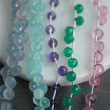 【DSz】天然石黃水晶紫水晶粉晶綠玉髓心形刻面水滴蔥頭diy散珠