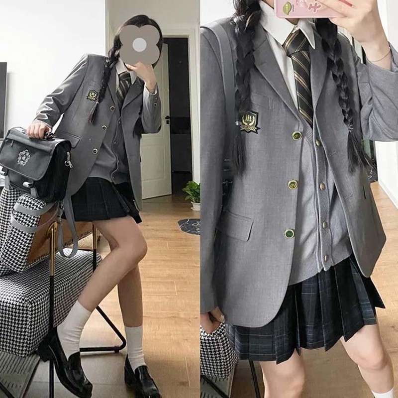 989.新品　制服　ブレザー　165cm スカート　ワイシャツ　5点セット 楽天市場】jk 制服 5点セット ブレザー制服 リボン チェック柄