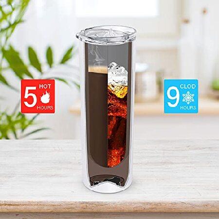 Pack Skinny Travel Tumblers, Stainless Steel Skinny Tumblers with Lid and Straw, Double Wall Insulated Tumblers, 20 Oz Slim Water Tumbler 並行輸入品