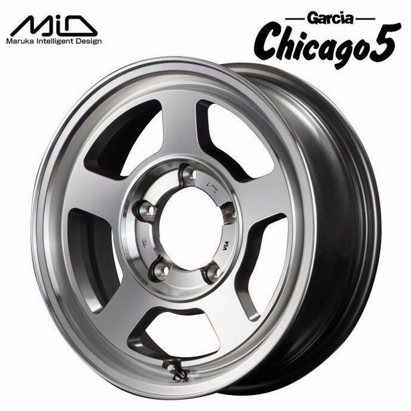 ジムニーシエラJB74W マルカサービス Chicago5 15インチ 6J インセット-5 5穴 PCD 139.7 メタリックグレーポリッシュ  ホイール単品4本 | LINEショッピング