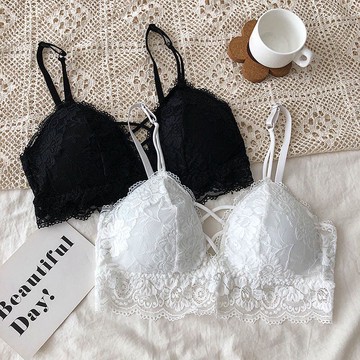 胖胖美依 上衣 吊帶 背心 無袖上衣 胸罩 內搭 新款性感蕾絲美背小胸聚攏無鋼圈裹胸少女防走光小吊帶胸罩-7200.