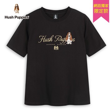 Hush Puppies T恤 女裝素色簡約草寫品牌英文刺繡狗短袖T恤
