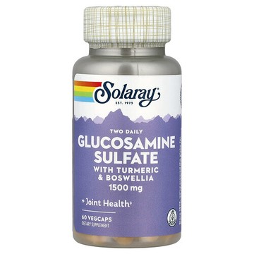 Solaray, 硫酸殼糖胺，含薑黃和乳香，1500 毫克，60 粒素食膠囊（每粒膠囊 750 毫克）