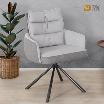 WAKUHOME 瓦酷家具Roma膚感淺灰貓抓布旋轉椅(餐椅/休閒椅/書桌椅)-寬63*深48*高82