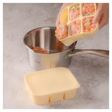 MODU'I BLUEMAMA 鉑金矽膠嬰兒副食品食物磚 二代 6格 奶油黃 可冷凍 可微波 可用洗碗機  60ml  1個