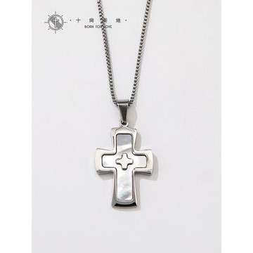 十尚美地活水 不褪色貝殼十字架項鏈黑眩彩吊墜男女飾品衣服配飾