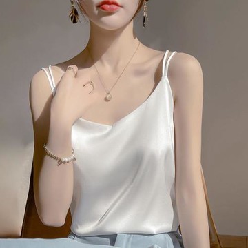 吊帶背心女內搭白色美背醋酸仿真絲上衣緞面夏西裝仿桑蠶絲打底衫