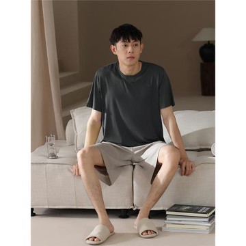 【涼感】夏季睡衣男士短袖莫代爾薄款青少年夏天高級感家居服套裝