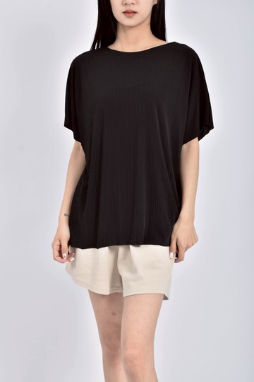 (M) 條紋黑色短袖上衣