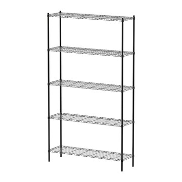 【dayneeds】輕型 120x35x210cm 五層烤漆波浪收納鐵架 黑色