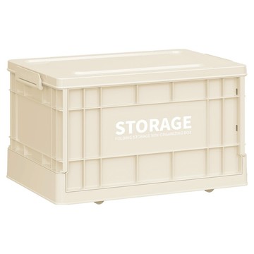 FAmILyLIFE 生活 工業風附輪可堆加 折疊收納箱 22L  小(43 x 28.5 x 25cm)  1個  奶油白