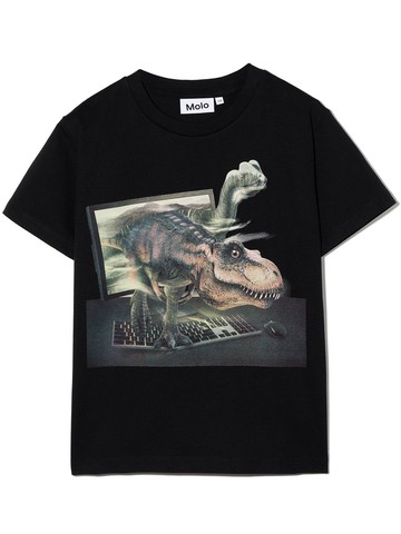 Molo - Rame dinosaur-print T-shirt - kids - Organic Cotton - 104 - Black