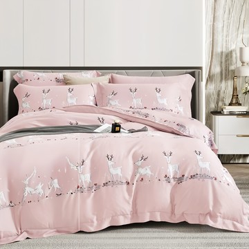 夢鹿 100%純天絲TENCEL 床包兩用被 60S奧地利天絲  床包182 x 188 x 高 35cm + 被套212 x 182cm + 枕套75 x 47cm  被套 + 床罩 + 枕套組