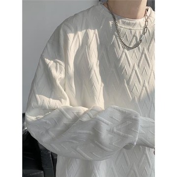 春秋季寬松大碼美式重磅打底衫男生休閑加絨加厚冬款圓領衛衣外套