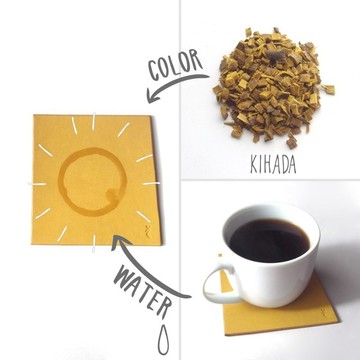 與水漬一同成長的皮革杯墊【kosuta】丨玩轉水漬丨樹皮染革 草木染丨手工製作 手染