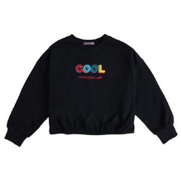 Crocodile Junior小鱷魚童裝- 貼布繡文字短版T恤 ( 558454-09 女生款)