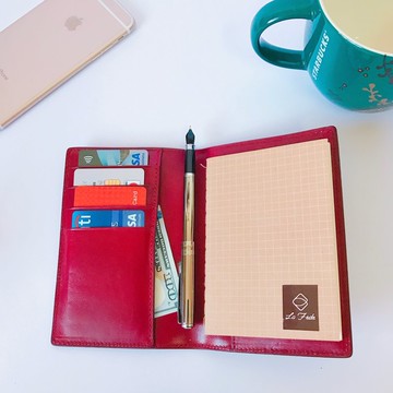 【La Fede】植鞣-RFID防盜護照夾 深酒紅