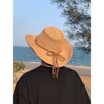 牛仔戶外遮陽太陽帽大檐草帽沙灘帽防曬帽子男潮透氣涼帽沙灘度假