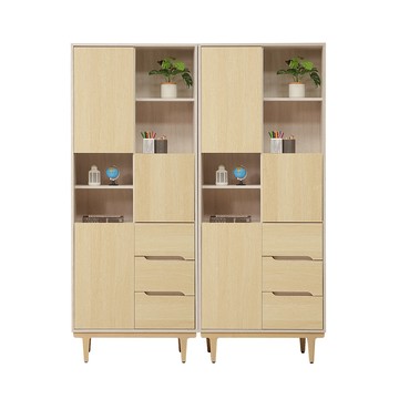 直人木業-ERIC北歐柔光三門三抽書櫃組160公分(兩個三抽80公分)