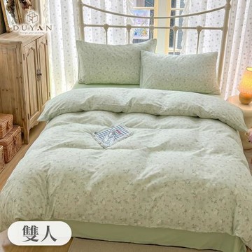 【DUYAN 竹漾】日系純棉雙層紗四件式兩用被床包組 綠野繁花 台灣製(雙人)