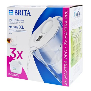 ［現貨］德國 BRITA 濾水壺【指選好物】 MARELLA XL 3.5L經典藍1壺2芯 白色1壺3芯 maxtra