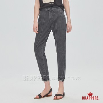 BRAPPERS 女款 Boy Friend系列-高腰全棉九分褲-黑灰