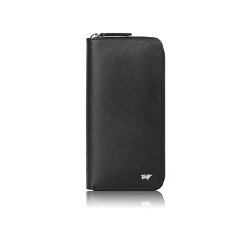 BRAUN BUFFEL 台灣總代理 亞當 8卡拉鍊長夾-黑色/BF504-601-BK