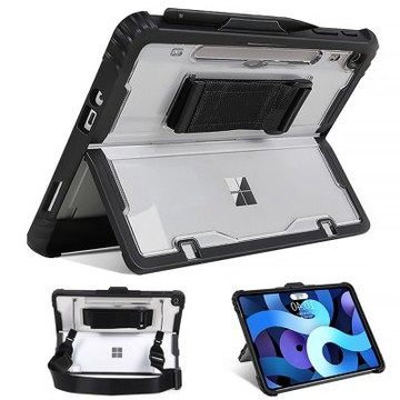 微軟 Microsoft Surface Pro 12吋 2025 平板電腦保護套 筆槽收納 多角度支架 附手握帶及肩背帶□升級肩背功能!! 透明保護殼 可裝鍵盤□