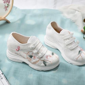春夏款漢服鞋帆布鞋繡花鞋老北京布鞋加厚小白鞋運動鞋古風鞋女鞋