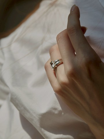 Emerald Cut Natural White Topaz Ring