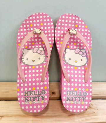 【震撼精品百貨】Hello Kitty 凱蒂貓 台灣製Hello kitty正版成人高底夾腳拖鞋粉色 震撼日式精品百貨