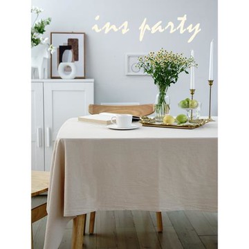 純色ins風桌布餐桌甜品臺布 米色復古日式棉麻茶幾布藝小圓桌蓋布