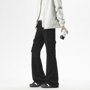 【HOT 本舖】男装2025美式cleanfit復古多口袋迷彩微喇修身顯高休閒工裝褲