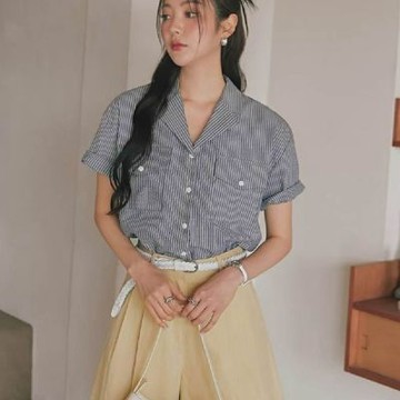 正韓女上衣 洛可短袖襯衫TBN1007-創翊韓都
