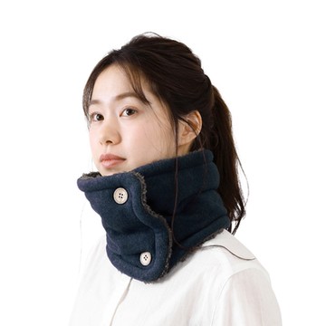 日本AUBE 2way純色鈕扣式絨毛圍脖