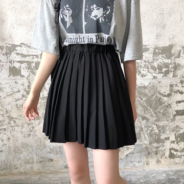 半身裙女早春新款韓版ins高腰A字裙百褶裙個性百搭學生短裙子1入