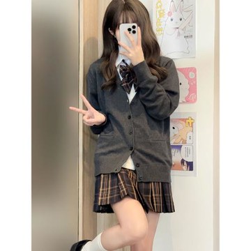 JK制服慵懶風寬松毛衣女2024早秋新款日系學院風針織開衫外套外搭