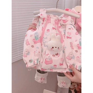 女.童外套2025秋裝新款韓版女寶寶可愛卡通小兔上衣連帽沖鋒衣潮2